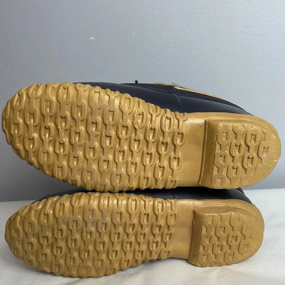 SOREL VINTAGE Duck Boots Navy Brown Leather Lined Ankle Lace Up Gorpcore Size 6 - Picture 9 of 14